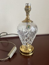 VINTAGE WATERFORD CRYSTAL GLASS & GOLD BRASS TABLE LAMP LIGHT KILKENNY 11 Ins Vg
