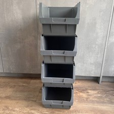 4x Plastic Order Picking Parts Storage Bins Boxes With Scooped Front 8x12x6 Inch
