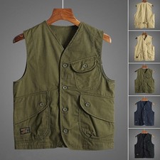 Men Waistcoat Gilet Cargo Vest