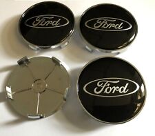4x Ford 68mm Alloy Wheel Hub Centre Caps Cap Brand New , Black Silver