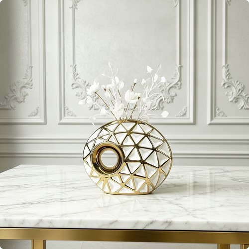 Ceramic vase with gold - vase,