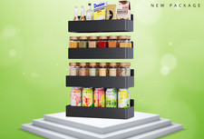 Magnetic Spice Rack Black – Metal Kitchen Organizer Shelf (4 Pack)