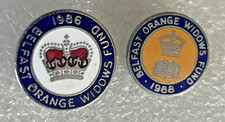 Belfast Loyal Orange Widows Fund - Metal Enamel Badges - 1986 & 1988