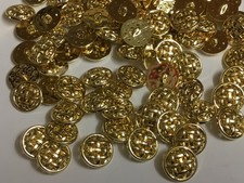 50  Shiny Gold Woven Look Metal Look 20mm Shank Back GQ Buttons (LS48)