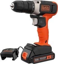 BLACK+DECKER 18V Cordless 37Nm Torque Drill Driver with LED Worklight 1.5Ah