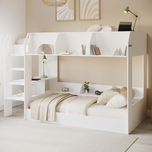 White bunk bed with storage - white,
