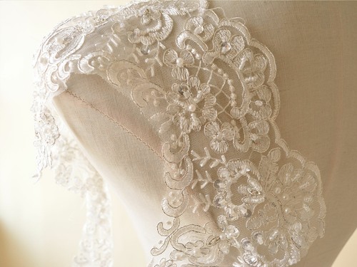 Ivory sequin beaded trimming - beaded,