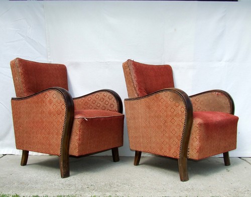 Pair art deco armchairs - art,