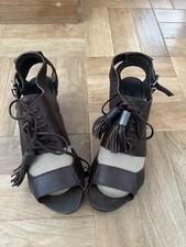 Vintage Topshop Premium Brown Leather Clogs Uk 7