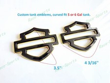 2Pcs Set Gloss Black Gold Double Layer Harley CVO Custom Tank Emblems Badges