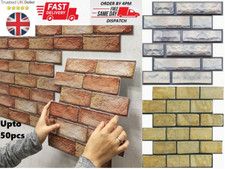 3D Tile Brick Wall Sticker Waterproof Self-adhesive PVC Panel Wallpaper UK 50Pcs
