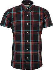 Relco Mens Black Check Short Sleeved Limited Edition Button Down Shirts