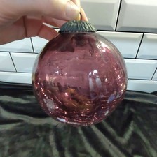 Large Witches Ball - Heavy Purple/Pink Crackle Glass