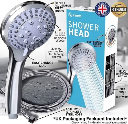 Chrome shower head hose set - head, &