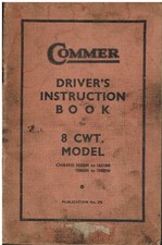 COMMER 8 cwt VAN (1185cc) 1944-45 ORIG OWNERS INSTRUCTION & MAINTENANCE HANDBOOK