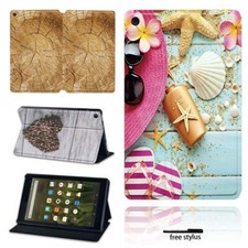 Wood Patterns Leather Stand Cover Case For Amazon Kindle Fire 7/HD 8/HD 10"/2024