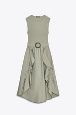 ZARA KHAKI ROUND NECK CONTRAST