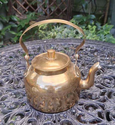 Small heavy brass tea kettle - brass,