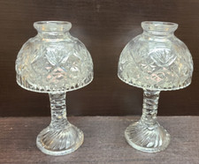 2x Set of crystal cut pineapple table candle holder candlesticks