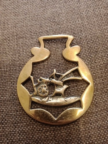 Brass horse tackle plough - brass,