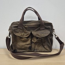 Barbour Longthorpe Wax Cotton Brown Satchel Laptop Messenger Biker Utility Bag