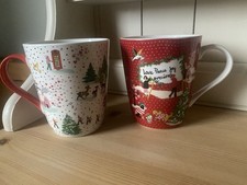 BNWT Cath Kidston Set Of 2 Christmas Shine Bright Large Stanley Mugs 11cm