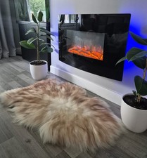 Genuine Icelandic Sheepskin Rug with Brown Tips Soft Natural Pelt Very Large