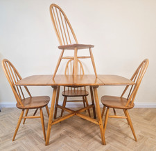 Ercol Mid Century Solid Elm Danish Design Drop Leaf Table & Chair Set BL767A