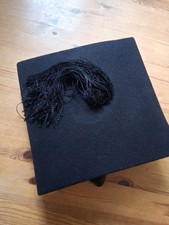 Graduation Felt Hat Mortar Board Cap School College University - Black