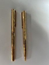 Elysee Gold Metal Fountain Pen And Ballpoint Set Vintage 