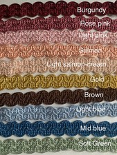 1m of 15mm scalloped lampshade/upholstery gimp/braid/trim~pink~gold~green etc