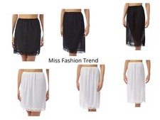 Ladies Marlon polyester Lace Waist Slip Underskirt 18'' 24'' 27'' Cling Resist