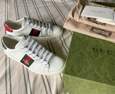 Gucci ace bee white leather