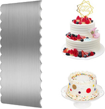 Daryunk 1Pcs Double Sided Cake Smoother, Metal Scraper, Stainless Steel Leveler,