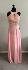 Pink Prom Dress Lace Maxi