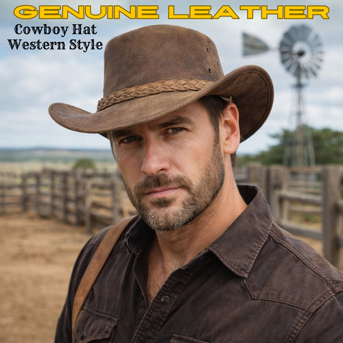 Real leather cowboy hat mens - leather,