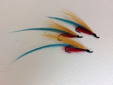 3 x Blue Orange  Sunray Shadow size 8 singles SALMON fishing  flies Ref.0557