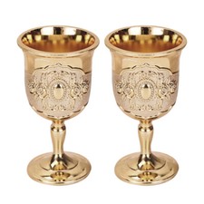  2 Pcs Metal White Wine Glass Gold Chalice Goblet Medieval Goblets