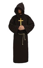 Medieval Black Monk Gothic Druid Religious Halloween Fancy Dress Costume [STD]