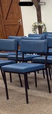 10  Blue Stacking Conference / Meeting Room Chairs – Black Frame – Used (set A)