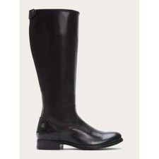 Frye Solid Black Leather Button Back Zip Knee High Melissa Boots Womens 5.5