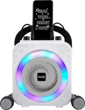 Rechargeable Bluetooth Karaoke Machine with Two Microphones Effects & LED Lights
