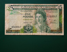 Gibraltar £5 Five Pounds 1975 Banknote #311