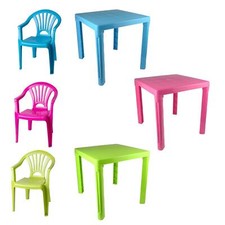 Children's Plastic Dining Picnic Chair Table Indoor Outdoor Kids Garden