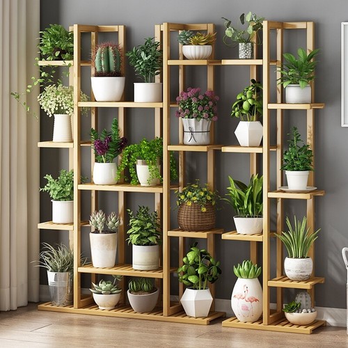 Bamboo plant stand multiple - bamboo,