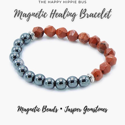 Red jasper magnetic bracelet - jasper,