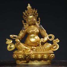 8.3" Old Tibetan Buddhism temple Bronze 24k gilt Yellow Jambhala Buddha statue