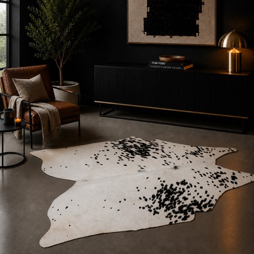 Genuine brown white cowhide - genuine,