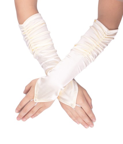 Satin fingerless prom - satin,