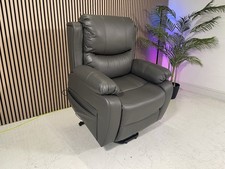 Positano Grey Leather Rise And Recliner Armchair Chair Lounge Chair FREE INSTALL